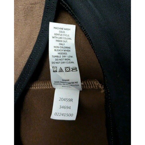 Spanx Assets Faux Suede Caramel Brown Legging Pants Pull On Stretch Large Comfy! - Picture 4 of 5